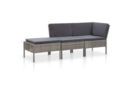 vidaXL 3-dielna záhradná sedacia súprava s vankúšmi polyratan sivá