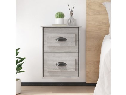 vidaXL Nástenné nočné stolíky 2 ks sivé dub sonoma 41,5x36x53 cm