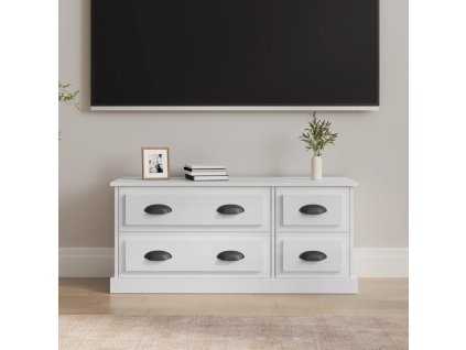 vidaXL TV skrinka lesklá biela 100x35,5x45 cm kompozitné drevo