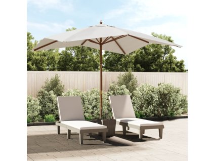 vidaXL Záhradný slnečník s drevenou tyčou pieskový 300x300x273 cm