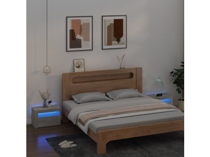 vidaXL Nočné stolíky 2 ks s LED, betónovo sivé 60x35x40 cm