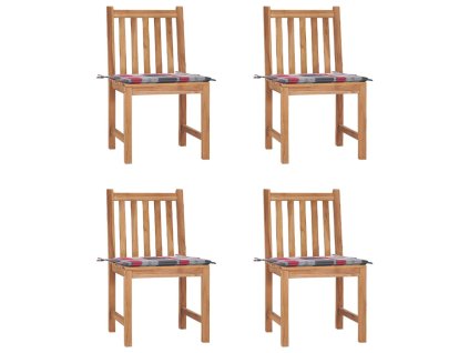 vidaXL Záhradné stoličky 4 ks s podložkami tíkový masív