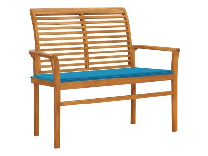 vidaXL Záhradná lavička a modrá podložka 112 cm teakový masív