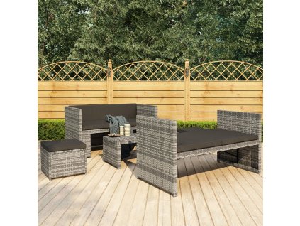 vidaXL 5-dielna záhradná sedacia súprava s podložkami sivá polyratanová