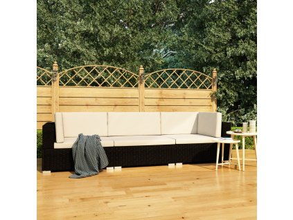 vidaXL 3-dielna záhradná sedacia súprava s podložkami čierna polyratanová