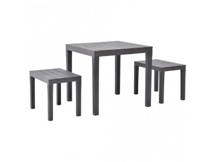 vidaXL Záhradný stôl s 2 lavičkami plastový hnedý