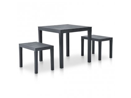 vidaXL Záhradný stôl s 2 lavičkami plastový antracitový