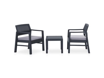 vidaXL 3-dielna záhradná sedacia súprava s podložkami plastová sivá