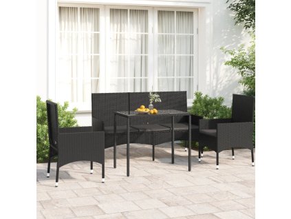 vidaXL 4-dielna záhradná sedacia súprava s vankúšmi čierna polyratan