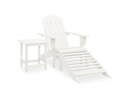vidaXL Záhradná stolička Adirondack s otomanom a stolíkom jedľový masív biela