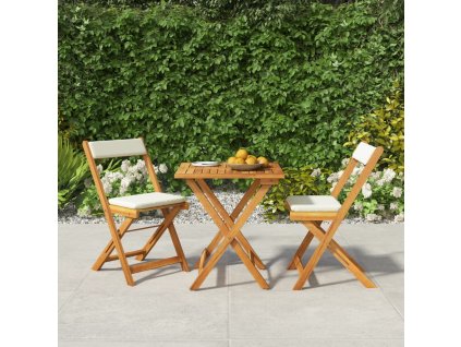 vidaXL 3-dielna skladacia bistro súprava s vankúšmi masívna akácia