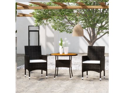 vidaXL 3-dielna záhradná jedálenská súprava čierna polyratan