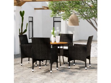 vidaXL 5-dielna záhradná jedálenská súprava polyratan čierna