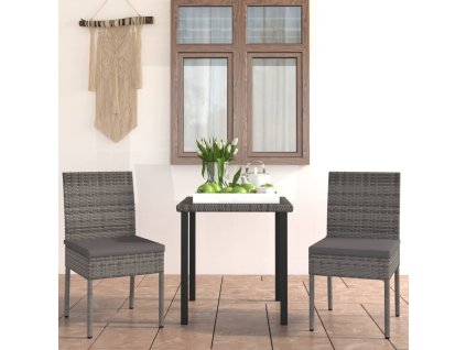 vidaXL 3-dielna záhradná jedálenská súprava šedá polyratan