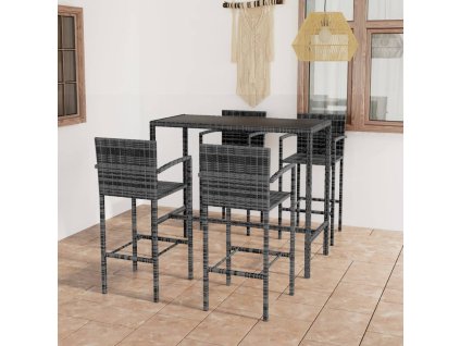 vidaXL 5-dielna záhradná barová súprava sivá polyratanová