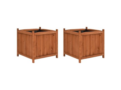 vidaXL Vyvýšené záhony 2 ks 50x50x50 cm jedľový masív