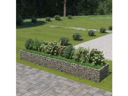 vidaXL Gabiónový vyvýšený záhon, pozinkovaná oceľ 450x90x50 cm