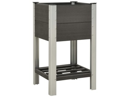 vidaXL Vyvýšený záhradný záhon s policou 50x50x90 cm WPC sivý