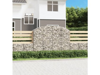 vidaXL Oblúkový gabionový kôš 200x50x140/160 cm pozinkované železo