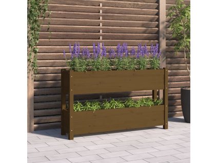 vidaXL Kvetináč medovohnedý 112x25x66 cm borovicový masív