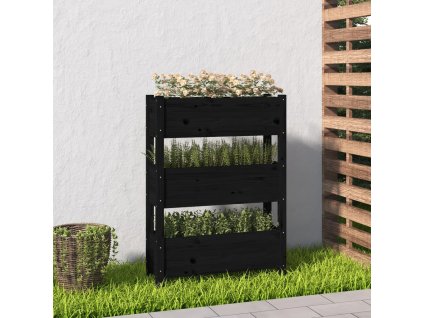 vidaXL Kvetináč čierny 77x25x104,5 cm borovicový masív