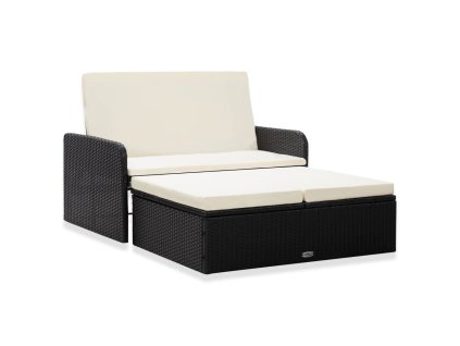 vidaXL 2-dielna záhradná sedacia súprava s podložkami, polyratan, čierna