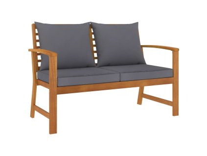 vidaXL Záhradná lavička s tmavosivými vankúšmi 120 cm akáciový masív