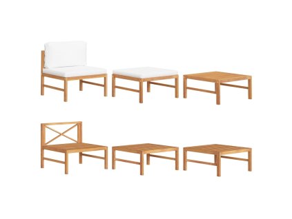 vidaXL 3-dielna záhradná súprava s krémovými podložkami tíkový masív