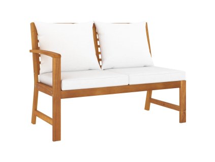 vidaXL Záhradná lavička s krémovými vankúšmi 114,5 cm akáciový masív