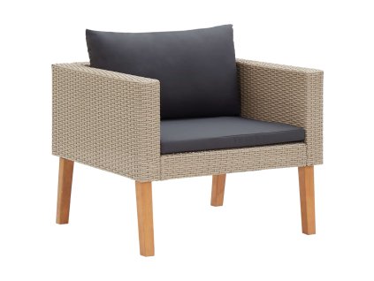 vidaXL Záhradné kreslo s podložkami, polyratan, béžové