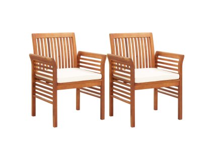 vidaXL Záhradné jedálenské stoličky s poduškami 2 ks akáciový masív