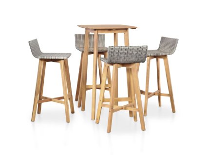 vidaXL 5-dielna vonkajšia jedálenská súprava masívne akáciové drevo