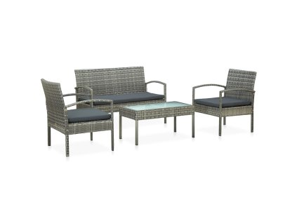 vidaXL 4-dielna záhradná sedacia súprava s podložkami polyratan sivá