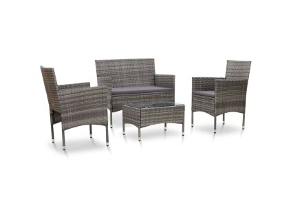 vidaXL 4-dielna záhradná sedacia súprava a podložky polyratan sivá