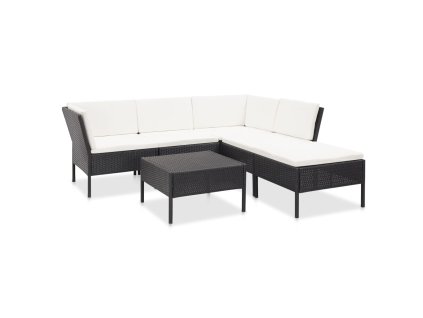 vidaXL 6-dielna záhradná sedacia súprava s vankúšmi čierna polyratanová