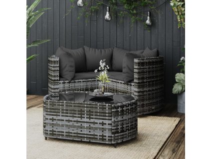 vidaXL 4-dielna záhradná sedacia súprava a vankúše polyratan sivá