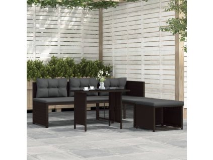 vidaXL 4-dielna záhradná sedacia súprava, polyratan, hnedá