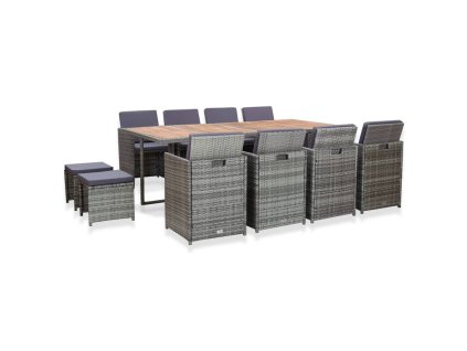 vidaXL 13-dielna vonkajšia súprava, polyratan a akáciov masív,antracit