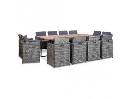 vidaXL 13dielna záhradná jedálenská súprava vankúše polyratan antracit