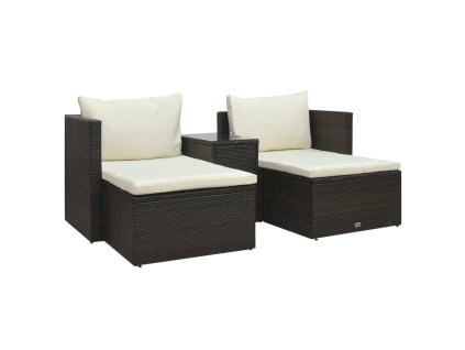 vidaXL 5-dielna záhradná sedacia súprava s vankúšmi hnedá polyratanová