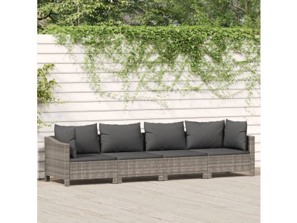 vidaXL 4-dielna záhradná sedacia súprava a vankúše polyratan sivá