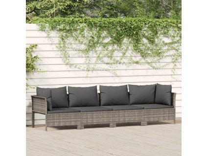 vidaXL 4-dielna záhradná sedacia súprava a vankúše polyratan sivá