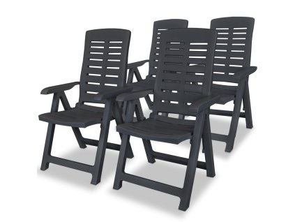 vidaXL Sklápacie záhradné stoličky 4 ks, plast, antracitové
