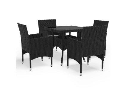 vidaXL 5-dielna záhradná jedálenská súprava čierna polyratan a sklo