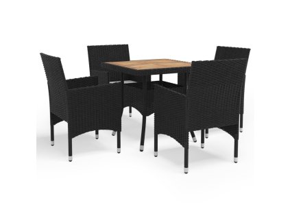 vidaXL 5-dielna záhradná jedálenská súprava čierna polyratan a akáciové drevo