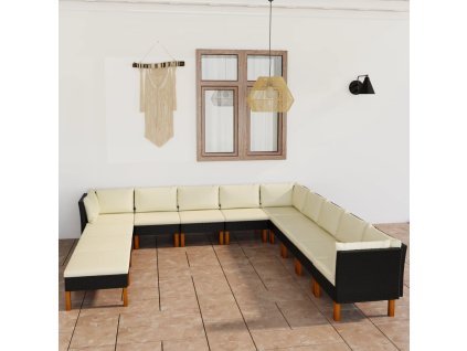 vidaXL 12-dielna záhradná sedacia súprava s podložkami polyratan čierna