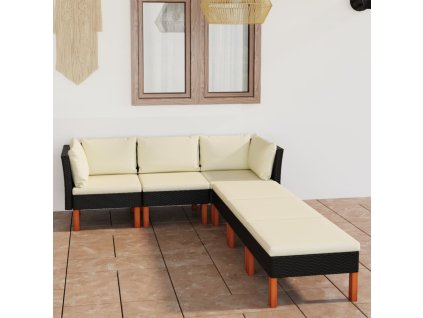 vidaXL 6-dielna záhradná sedacia súprava s podložkami polyratan čierna