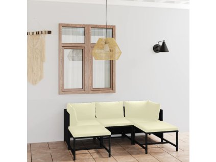 vidaXL 5-dielna záhradná sedacia súprava s vankúšmi polyratan čierna