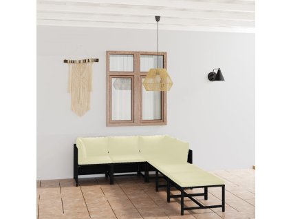 vidaXL 6-dielna záhradná sedacia súprava s podložkami polyratan čierna