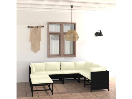 vidaXL 8-dielna záhradná sedacia súprava s podložkami čierna polyratanová